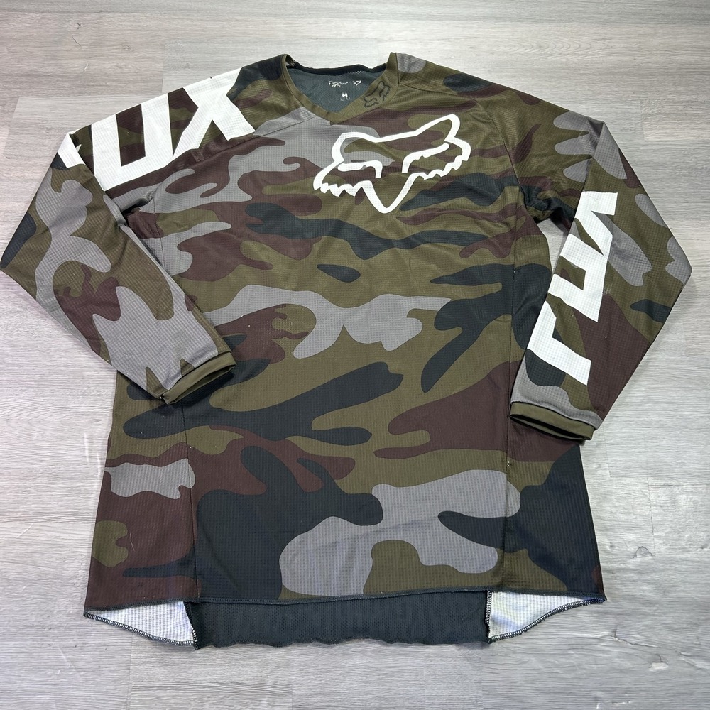 Fox Racing Jersey Shirt Mens Medium Green Camo Long Sleeve MX Top Motocross